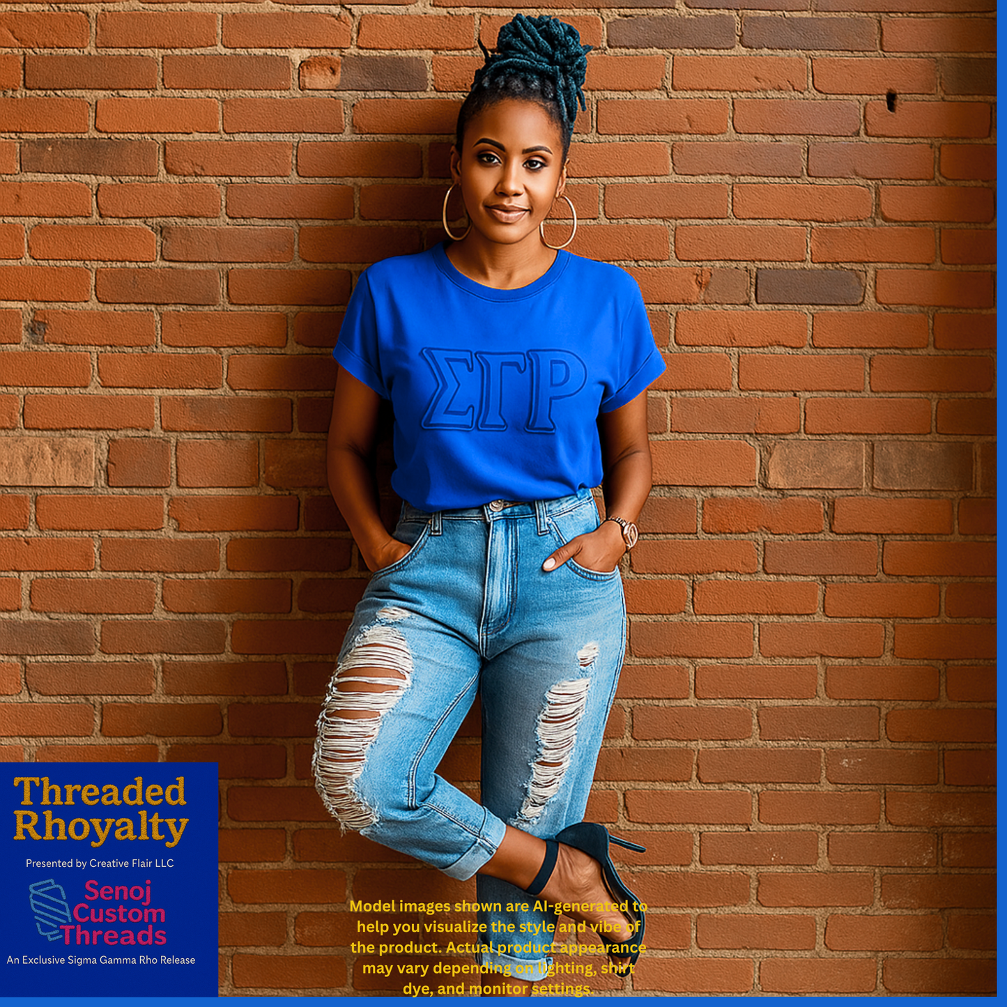 Sigma Gamma Rho 3D Letter Shirt or Sweatshirt | Licensed Sorority Apparel | Black, Gold, Royal Blue | Sizes S–3XL