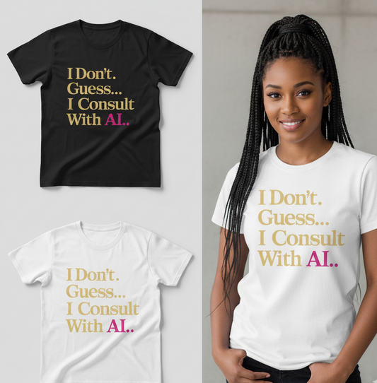 Black t-shirt with 'I Don't Guess.