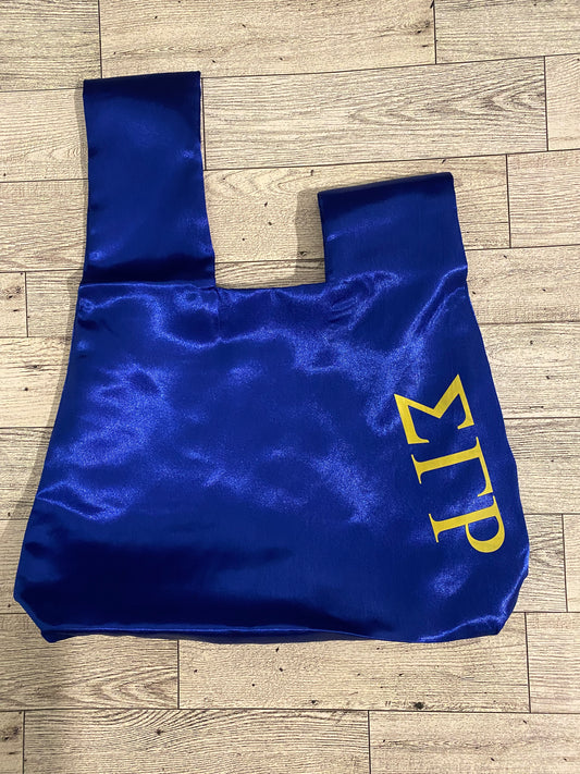 Sigma Gamma Rho Satin Tote Bag – Royal Blue and Gold Edition