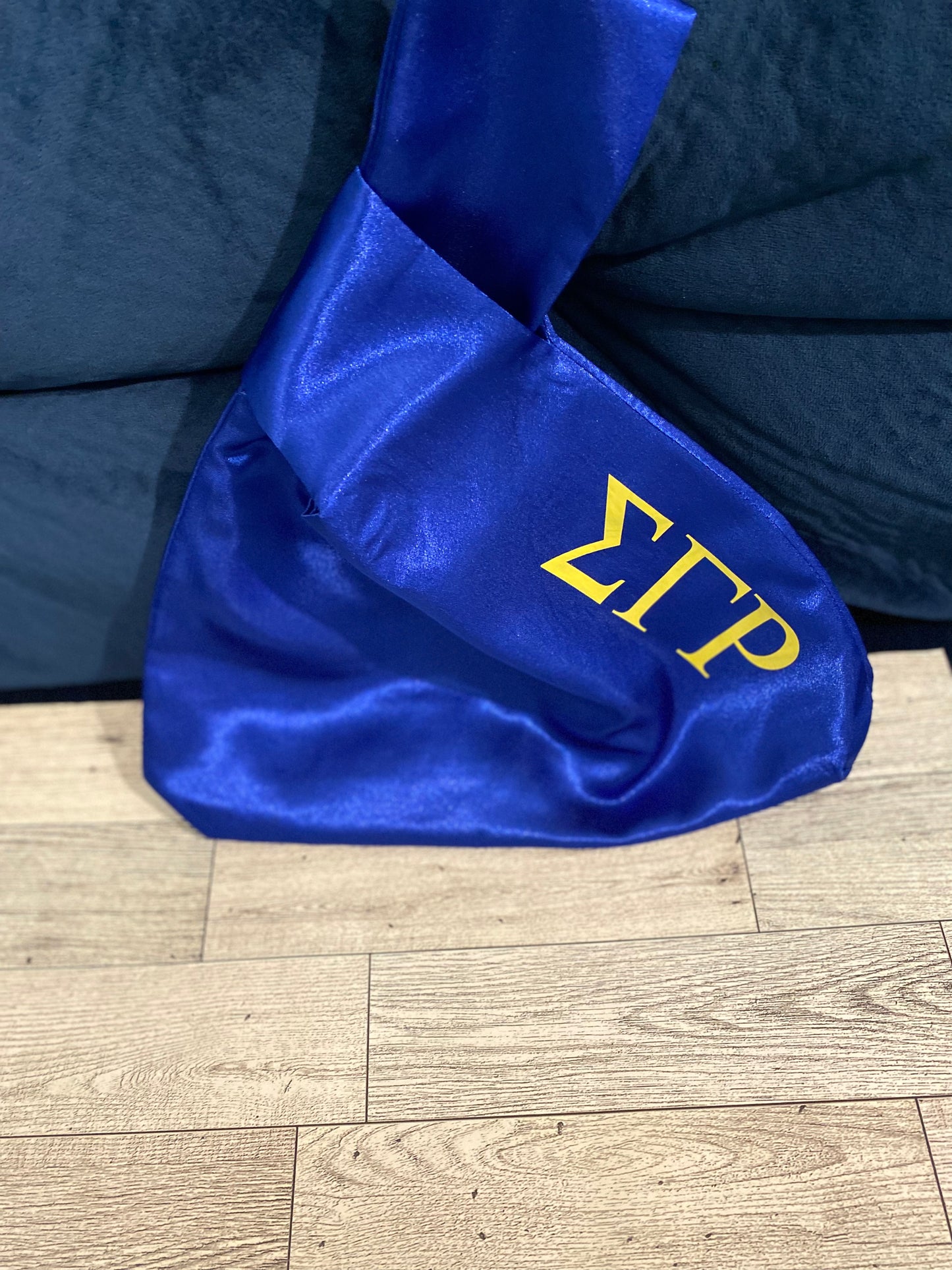 Sigma Gamma Rho Satin Tote Bag – Royal Blue and Gold Edition