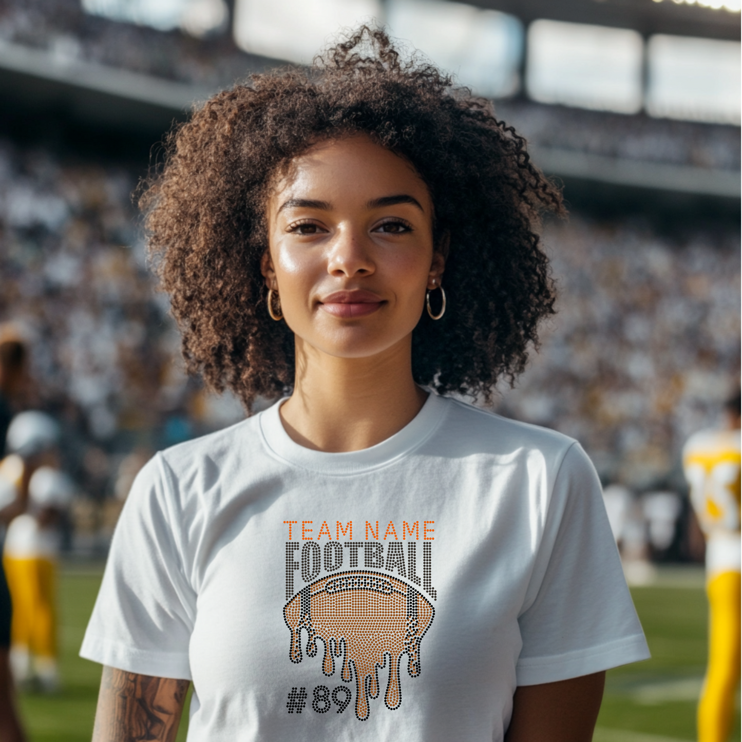 Custom Rhinestone Football Team Shirt Design