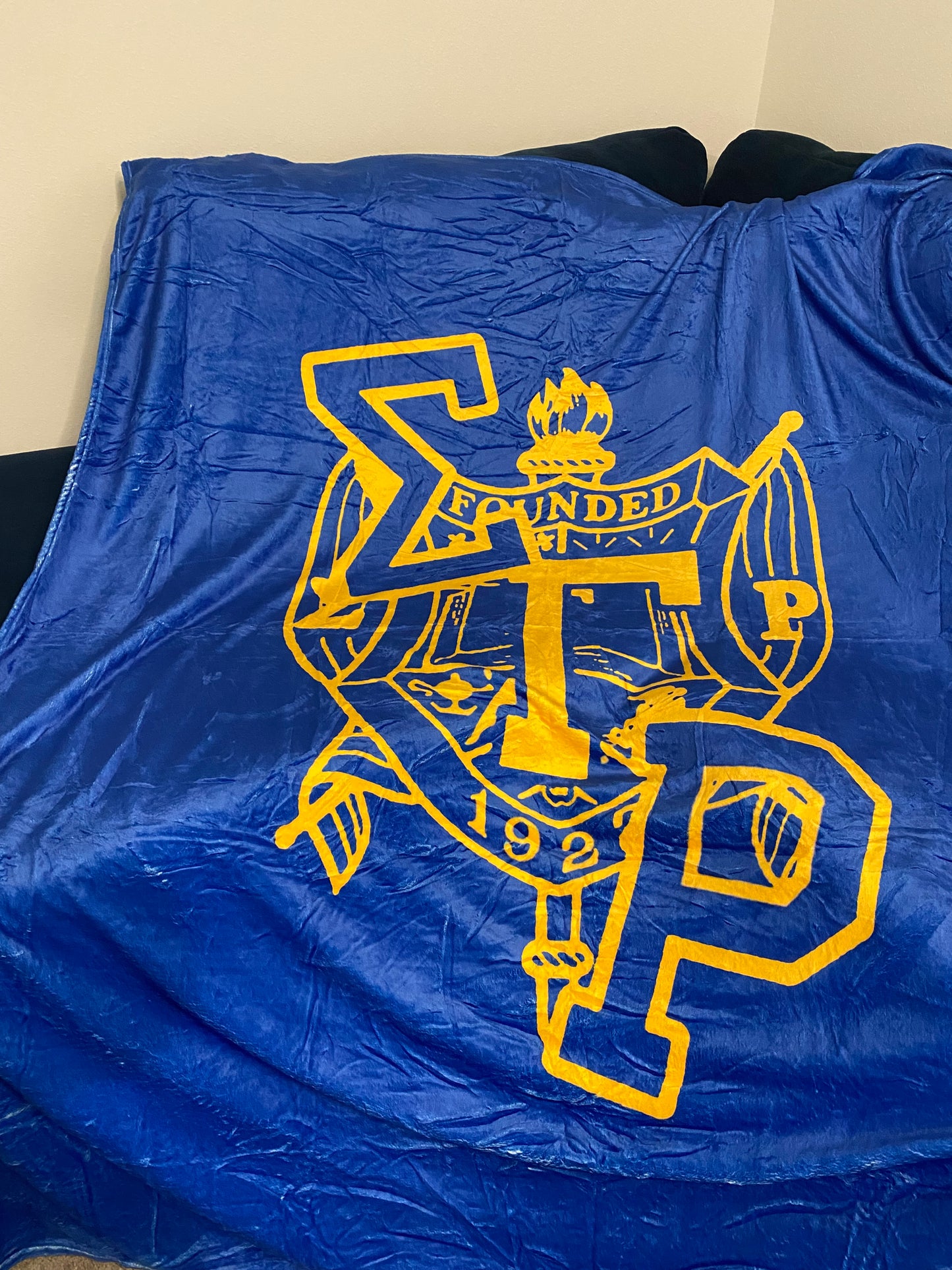 Sigma Gamma Rho Fleece Blanket – Blue & Gold with Greek Letters