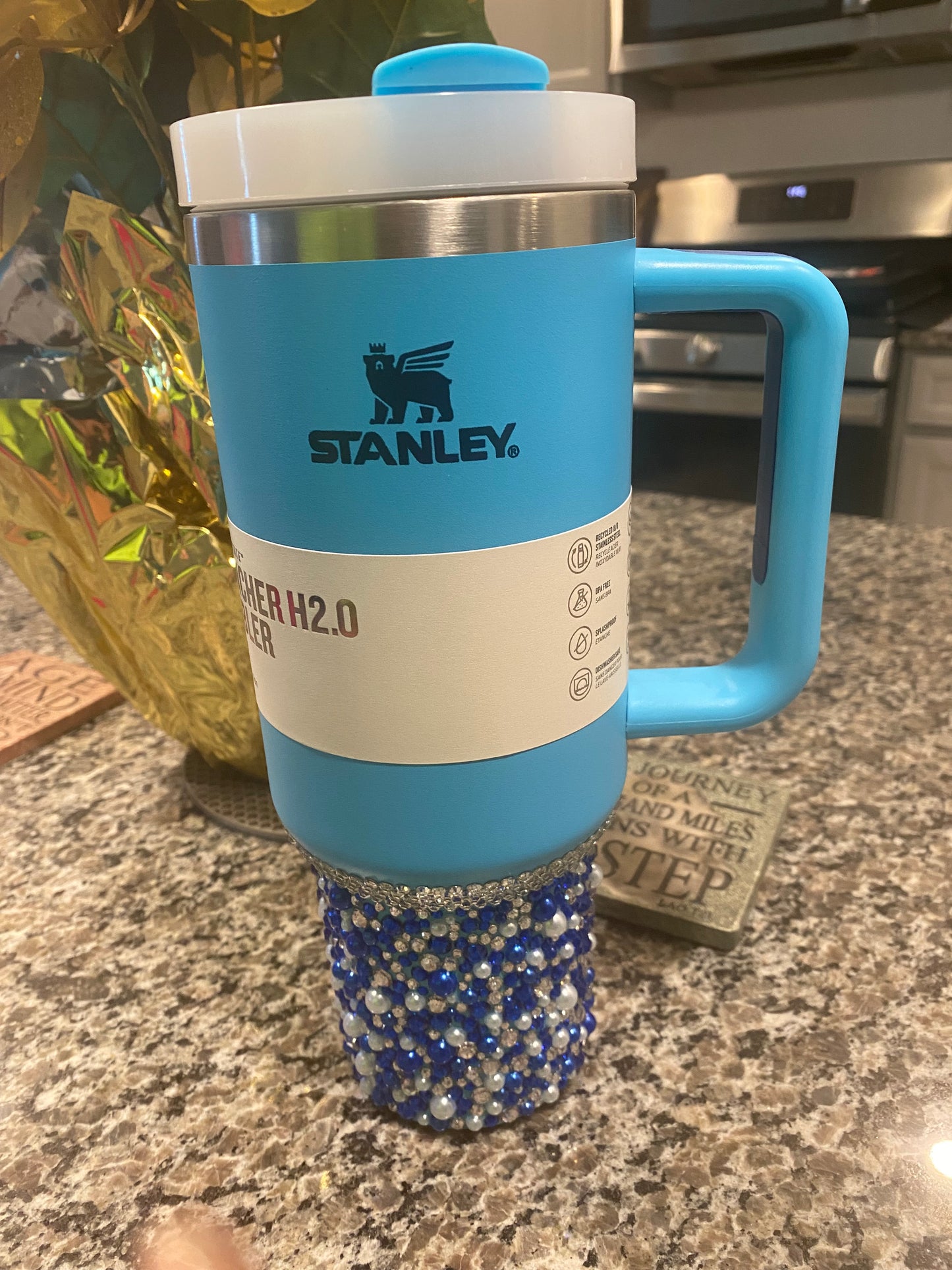 CUSTOM Rhinestone 40 oz. Azure Tumbler