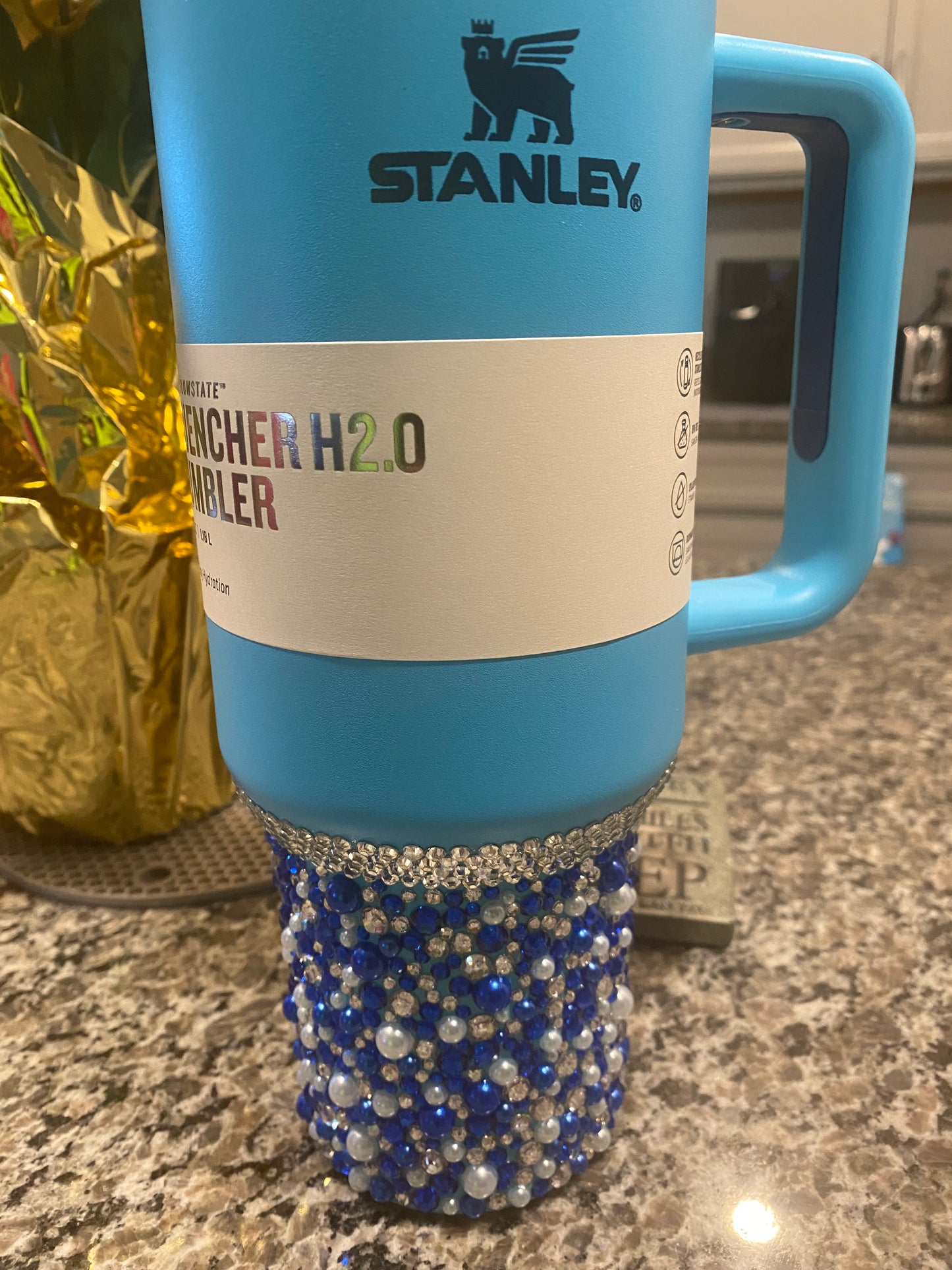 CUSTOM Rhinestone 40 oz. Azure Tumbler