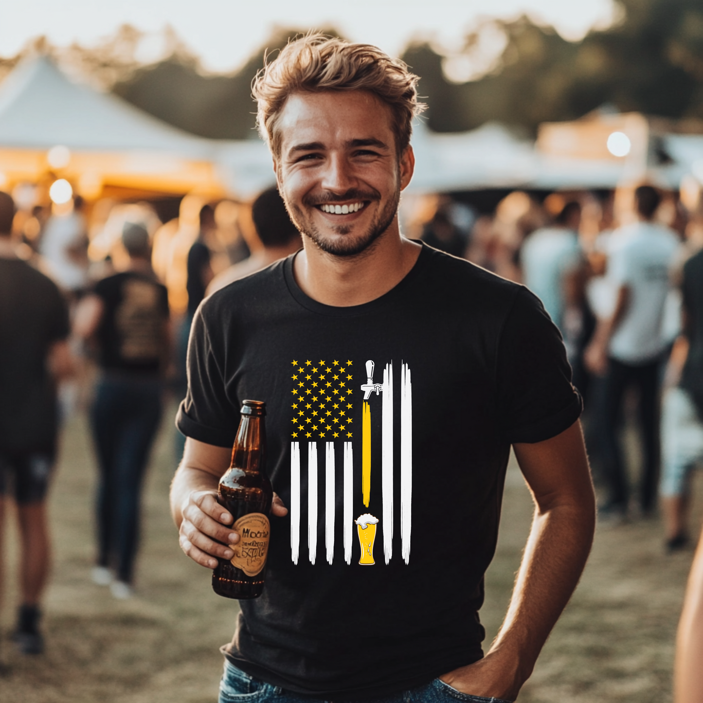 R44 FLAG WITH BEER SHIRT (UNISEX)