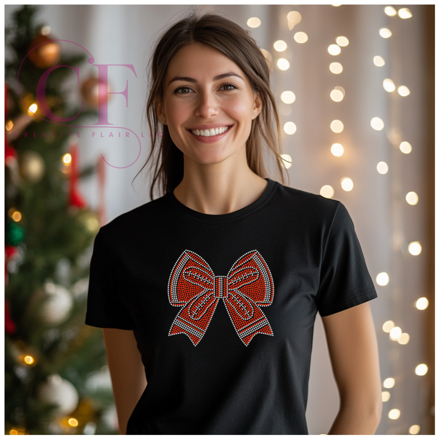 CHRISTMAS RHINESTONE  BOW SHIRT (UNISEX)