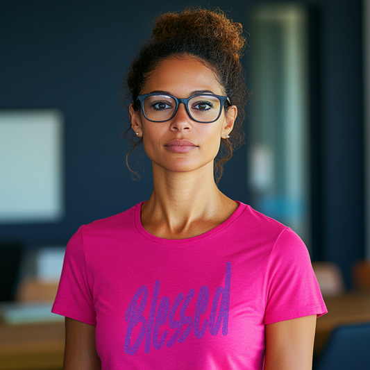 Custom Christian t-shirt with rhinestone lettering